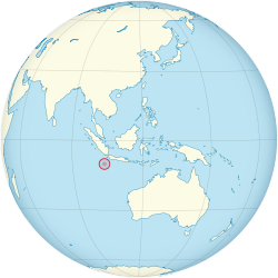 Christmas Island on globe (Southeast Asia centered)